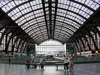 Complex steel-roofed transit structure projects analyzed during a STAAD Pro internship in Ahmedabad.